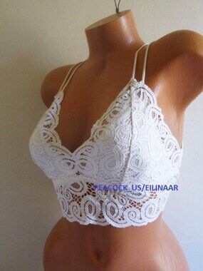 PINK Victoria Secret Strappy Lace Removable Padding Bralette Bra SIZE L White